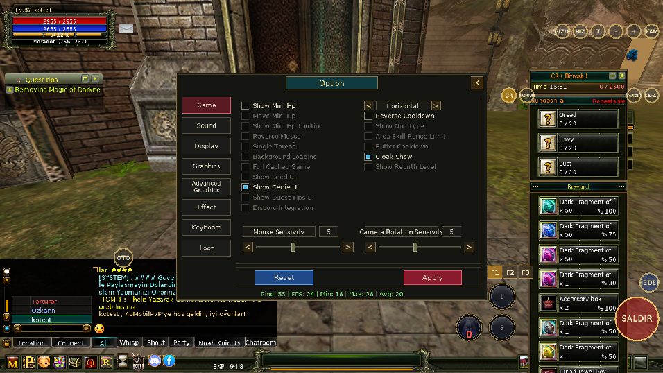 Yeni Option Penceresi