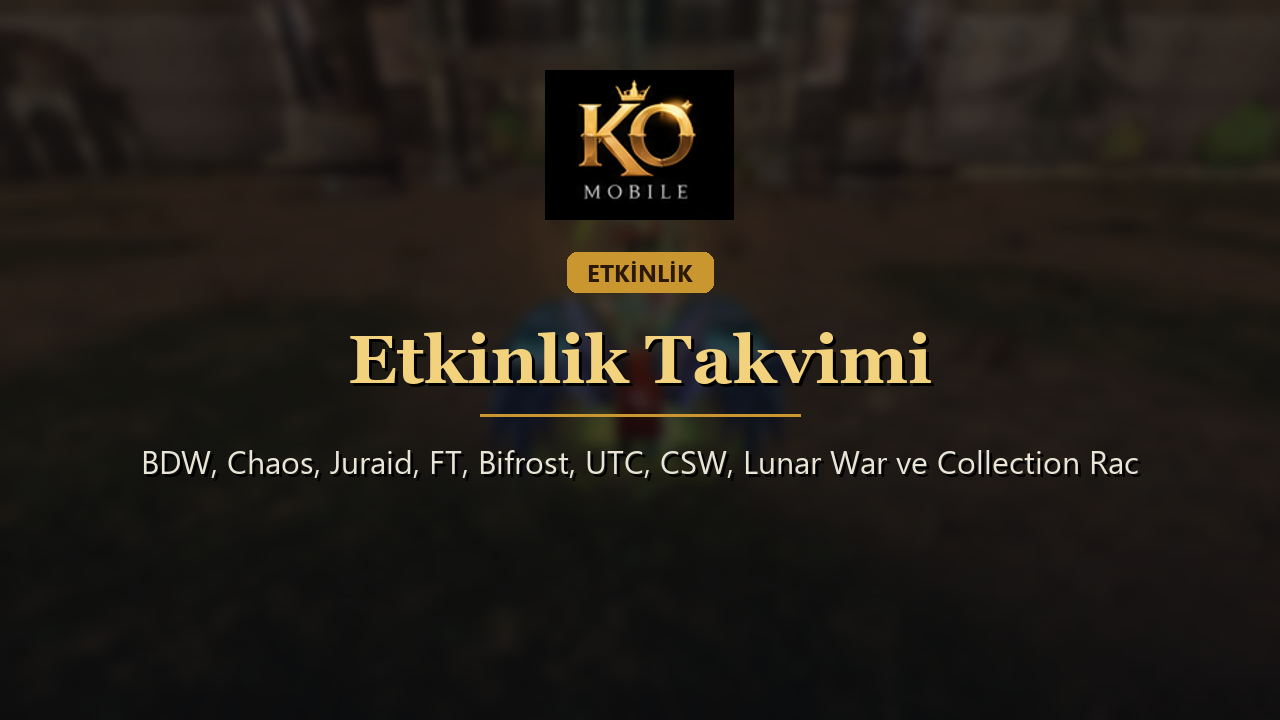 Etkinlik Takvimi: Tüm Etkinlik Saatleri ve Ödülleri