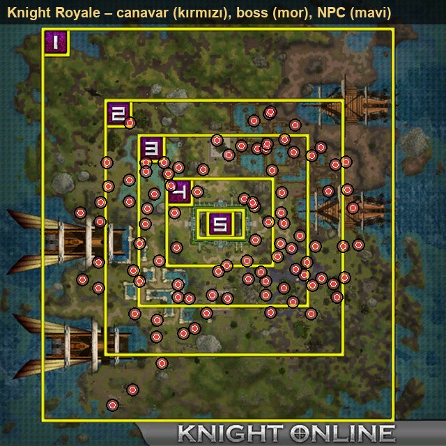 Knight Royale Haritası: Canavarlar, NPC'ler ve Seviye Aralığı